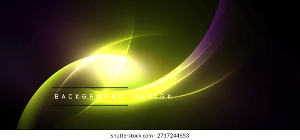 El fondo Abstractas presenta vibrantes Gradientes amarillos, verdes y morados. Las curvas suaves crean un efecto de luz dinámico. El texto lee el diseño de fondo.
