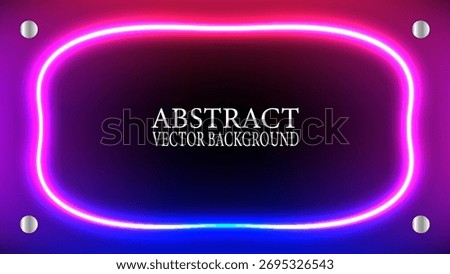 Abstract background featuring a black center framed by a bright rounded rectangle of neon glow in blue and magenta with metallic screws