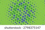 Abstract background featuring blue and green polka dots in a spherical pattern