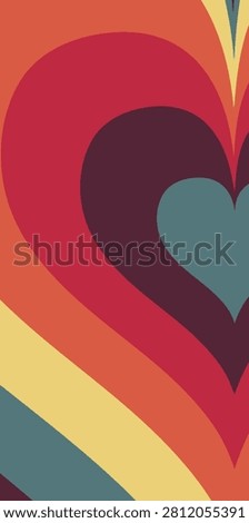 Abstract background featuring concentric heart shapes in a warm, retro color palette, evoking a sense of nostalgia and affection