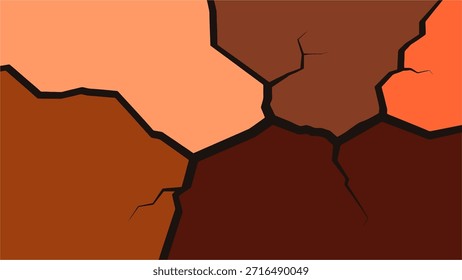 Un fondo abstracto que presenta un patrón fracturado con varios tonos terrosos de marrón, naranja y marrón rojizo, separados por líneas oscuras y dentadas, lo que sugiere tierra seca o textura rota.