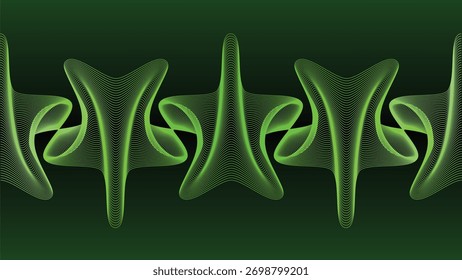 Abstract background featuring curved green lines on a dark gradient surface