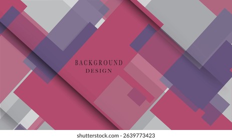Abstract background featuring curved lines and geometric shapes, combining pink, purple and grey colors