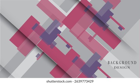 Abstract background featuring curved lines and geometric shapes, combining pink, purple and grey colors