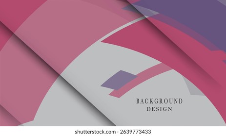 Abstract background featuring curved lines and geometric shapes, combining pink, purple and grey colors