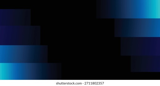Fondo Abstractas con barras rectangulares de degradado azul oscuro y cian dispuestas en un patrón escalonado sobre un fondo negro, creando un efecto visual dinámico y moderno.