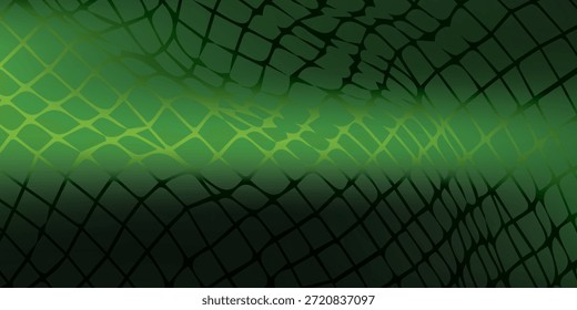 Un fondo abstracto con un patrón de cuadrícula verde oscuro, con una franja Horizontal brillante y luminosa de color verde claro que atraviesa el centro, creando una sensación de profundidad y energía.