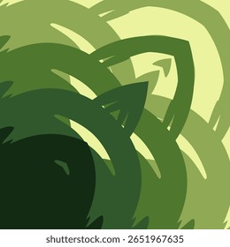 Um plano de fundo abstrato com formas curvas, sobrepostas e dinâmicas em uma paleta de cores verde monocromática, criando uma sensação de energia e movimento natural.