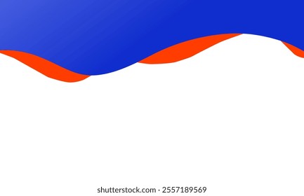 Abstract background featuring a dynamic wave design with a blue gradient and red accents on a clean white backdrop. Suitable for modern banners, presentations, or creative project