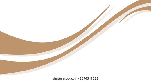 An abstract background featuring elegant, flowing brown and beige wavy lines on a clean white backdrop, creating a sense of smooth motion.