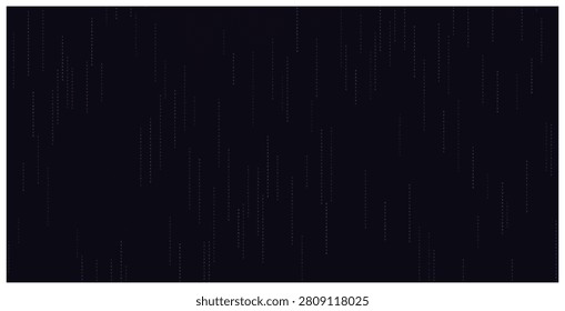 Abstract background featuring falling binary code numbers in dark blue and purple neon aesthetic style. Digital data matrix visualization concept illustration.