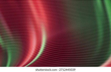 plano de fundo abstrato com tons vermelhos e verdes fluindo com linhas concêntricas e suaves. Dinâmico e moderno,