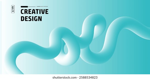 Abstract background featuring flowing, turquoise 3D waves. Gradient shading adds depth. Minimalist design with Creative Design text overlay.
