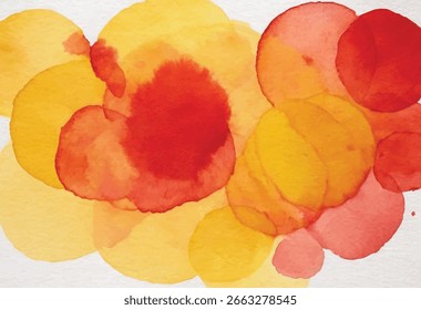  Un fondo abstracto con acuarela fluida se lava en tonos de amarillo, naranja y rojo, creando una textura cálida y dinámica.