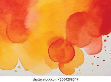  Um plano de fundo abstrato com ondas de aquarela fluindo em tons de amarelo, laranja e vermelho, criando uma textura quente e dinâmica.