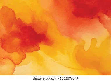  Um plano de fundo abstrato com ondas de aquarela fluindo em tons de amarelo, laranja e vermelho, criando uma textura quente e dinâmica.