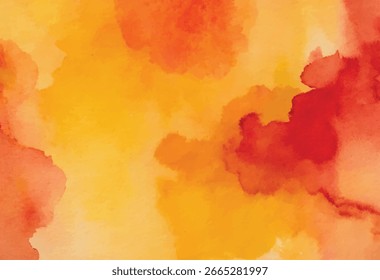  Um plano de fundo abstrato com ondas de aquarela fluindo em tons de amarelo, laranja e vermelho, criando uma textura quente e dinâmica.