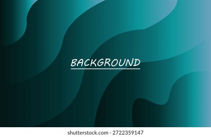 Fondo Abstractas con capas onduladas y fluidas en tonos verde azulado y verde. El diseño de gradiente crea una sensación de profundidad y movimiento, ideal para proyectos digitales modernos y Plantillas.
