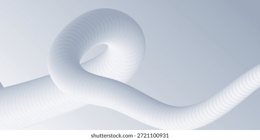 Plano de fundo abstrato com curvas 3D brancas e fluentes em um gradiente cinza claro. Design moderno e minimalista. Modelo de vetor criativo.