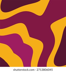 An abstract background featuring fluid, organic waves in a bold color palette of deep maroon, vibrant magenta, and mustard yellow.