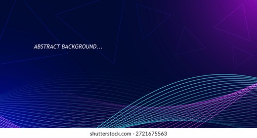 Fondo Abstractas con brillantes líneas onduladas cian y púrpura con Formas triangulares geométricas.