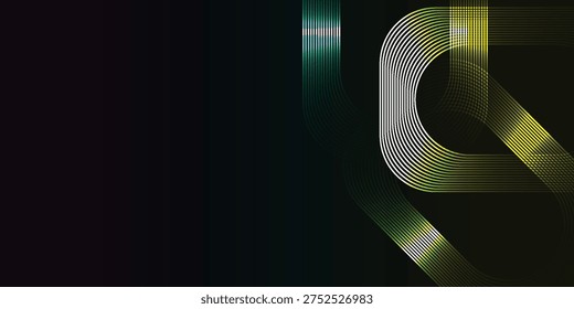 An abstract background featuring glowing, multi-colored curved lines resembling digital pathways or circuit traces on a dark, gradient backdrop, creating a dynamic and modern visual.