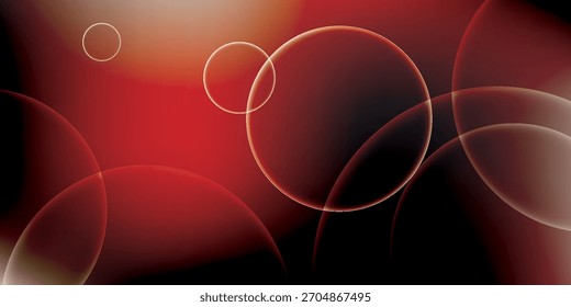 Fondo Abstractas con círculos brillantes y transparentes superpuestos en un degradado de rojo y negro, creando un efecto visual dinámico y moderno.