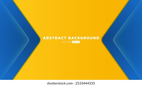 An abstract background featuring a gradient of yellow and blue colors, with smooth curves and modern design. The layout includes two blue shapes on the sides dynamic visually appealing composition.