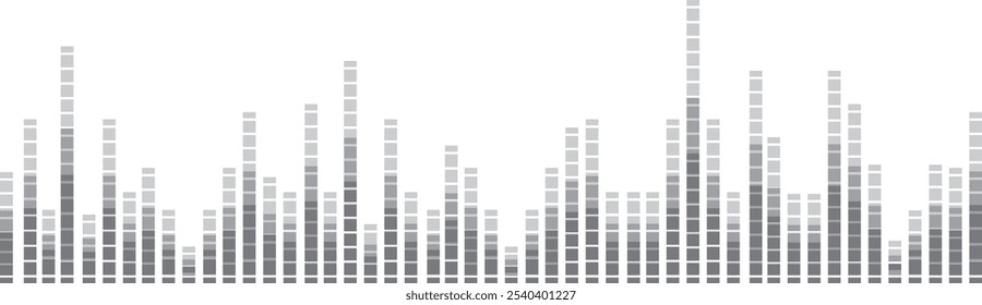 Abstract background featuring a grayscale equalizer showcasing audio levels, making it ideal for technology and music related concepts. Perfect for adding a modern touch to your design projects
