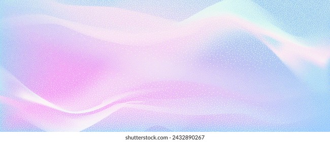 Abstract background featuring a holographic blur with a color gradient.Vector grain noise texture, and watercolor blend.Neon iridescent colors creating a smooth gradation effect.