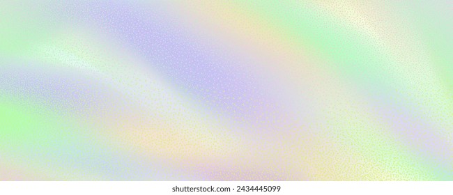 Abstract background featuring a holographic blur with a color gradient.Vector grain noise texture, and watercolor blend.Neon iridescent colors creating a smooth gradation effect.