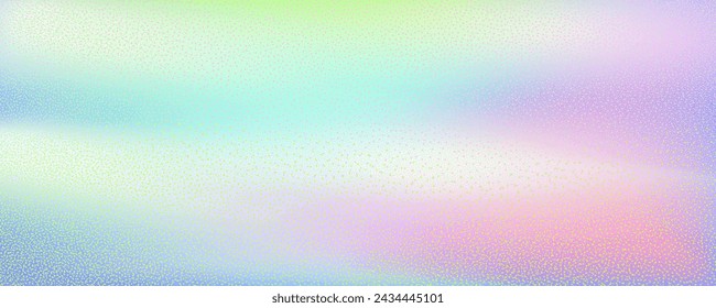 Fondo abstracto con un desenfoque holográfico con un degradado de color.Textura de ruido de granulado vectorial y mezcla de acuarelas.Colores iridiscentes de neón que crean un efecto de gradación suave.