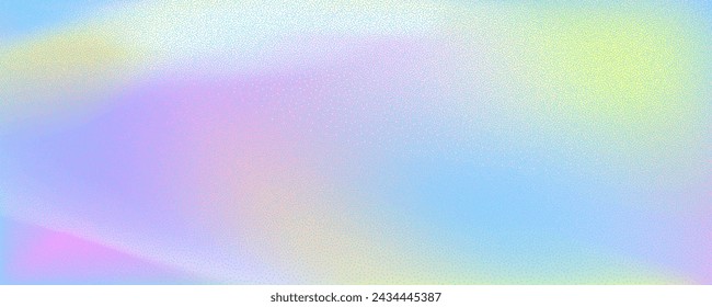 Abstract background featuring a holographic blur with a color gradient.Vector grain noise texture, and watercolor blend.Neon iridescent colors creating a smooth gradation effect.