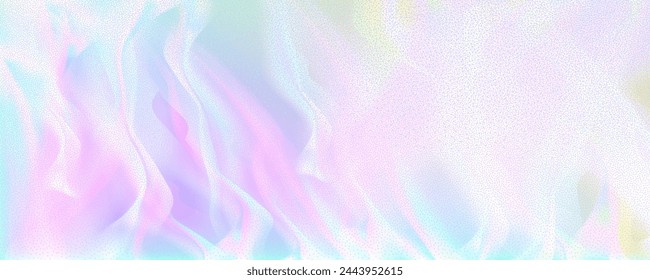 Abstract background featuring a holographic blur with a color gradient.Vector grain noise texture, and watercolor blend.Neon iridescent colors creating a smooth gradation effect.