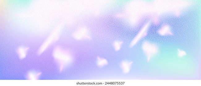 Abstract background featuring a holographic blur with a color gradient.Vector grain noise texture, and watercolor blend.Neon iridescent colors creating a smooth gradation effect.