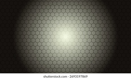 Abstract background featuring a honeycomb pattern with a central light source