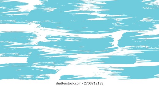 Um plano de fundo abstrato com traçados de pincel azul claro texturizado horizontal em uma superfície branca, criando um efeito de pintura.