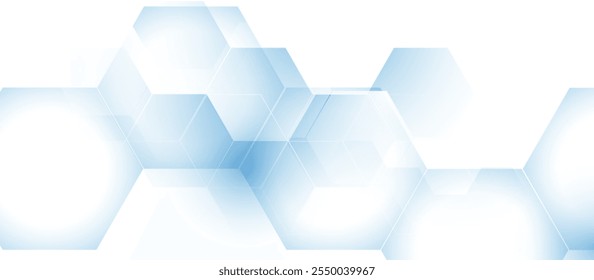 Fundo abstrato com padrões hexagonais interconectados em tons de azul claro, perfeito para projetos modernos e temas de tecnologia