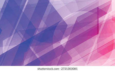 Fundo abstrato com sobreposição de formas geométricas em tons translúcidos de azul e roxo, criando um visual moderno e dinâmico para fins de design.