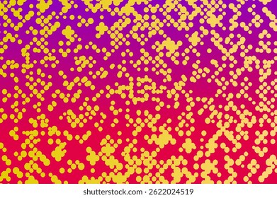 An abstract background featuring a pixelated pattern of yellow dots on a gradient background of pink and purple hues. This digitally created design is suitable for various creative projects.
