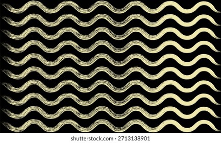 Abstract background featuring repeating hand drawn wavy lines in pale yellow against a solid black backdrop