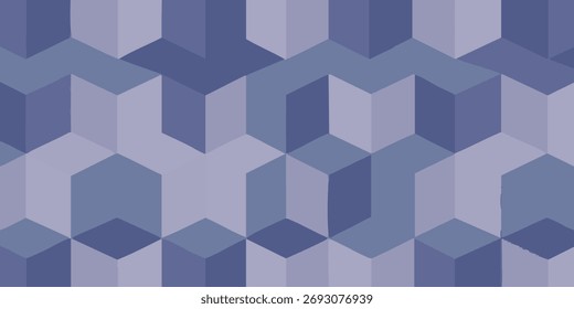 Fondo Abstractas con un patrón isométrico sin fisuras de bloques cúbicos en tonos fríos de azul arruga y lavanda