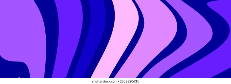 An abstract background featuring a series of flowing, vertical, wavy stripes in a cool color palette of deep blue, violet, purple, and a light pastel pink.