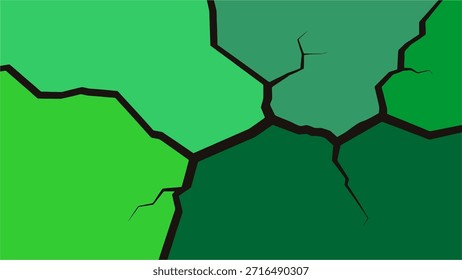 Um plano de fundo abstrato com um padrão quebrado ou rachado com linhas escuras irregulares separando vários tons de verde, criando uma textura visual fraturada e dinâmica.