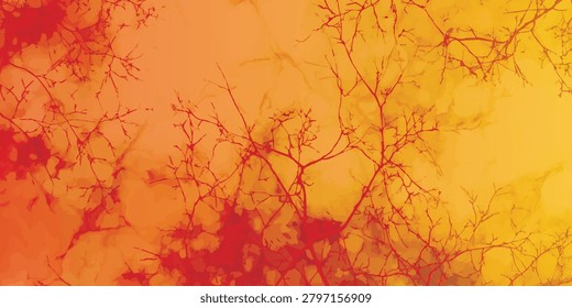 An abstract background featuring the silhouette of tree branches against a vibrant gradient of warm autumn colors, creating a serene and artistic visual.