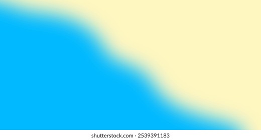 Abstract background featuring a smooth blend of blue and yellow hues with a wavy pattern. Vector illustration