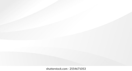 Abstract background featuring smooth, flowing white and light gray curves in a minimalist design. Vector illustration