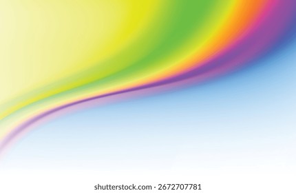 Abstract background featuring a smooth flowing gradient of orange, yellow, green, purple, and blue. Perfect for website banners, social media graphics, presentations, posters, and creative projects.