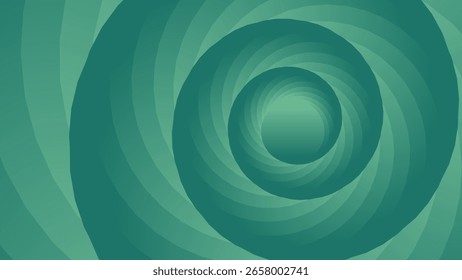 Abstract background featuring a smooth, swirling green tunnel. The design uses layered concentric shapes to create a deep optical illusion, drawing the eye to a soft, glowing center.