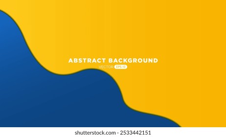 An abstract background featuring a smooth wave design with a gradient of yellow and blue colors. The design is clean and modern, suitable for various graphic design projects.